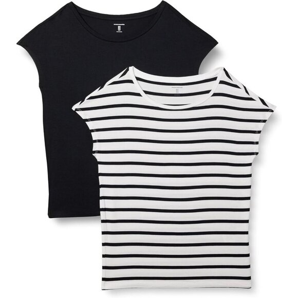Tops - Women's Jersey T-Shirts Pack of 2 Regular Fit Short-Sleeve Boat Neck Casual